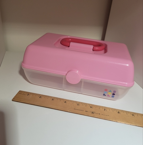 VTG small CABOODLES clear and pink Makeup Cosmetic Jewelry Organizer 80s/90s Y2K - Picture 5 of 6